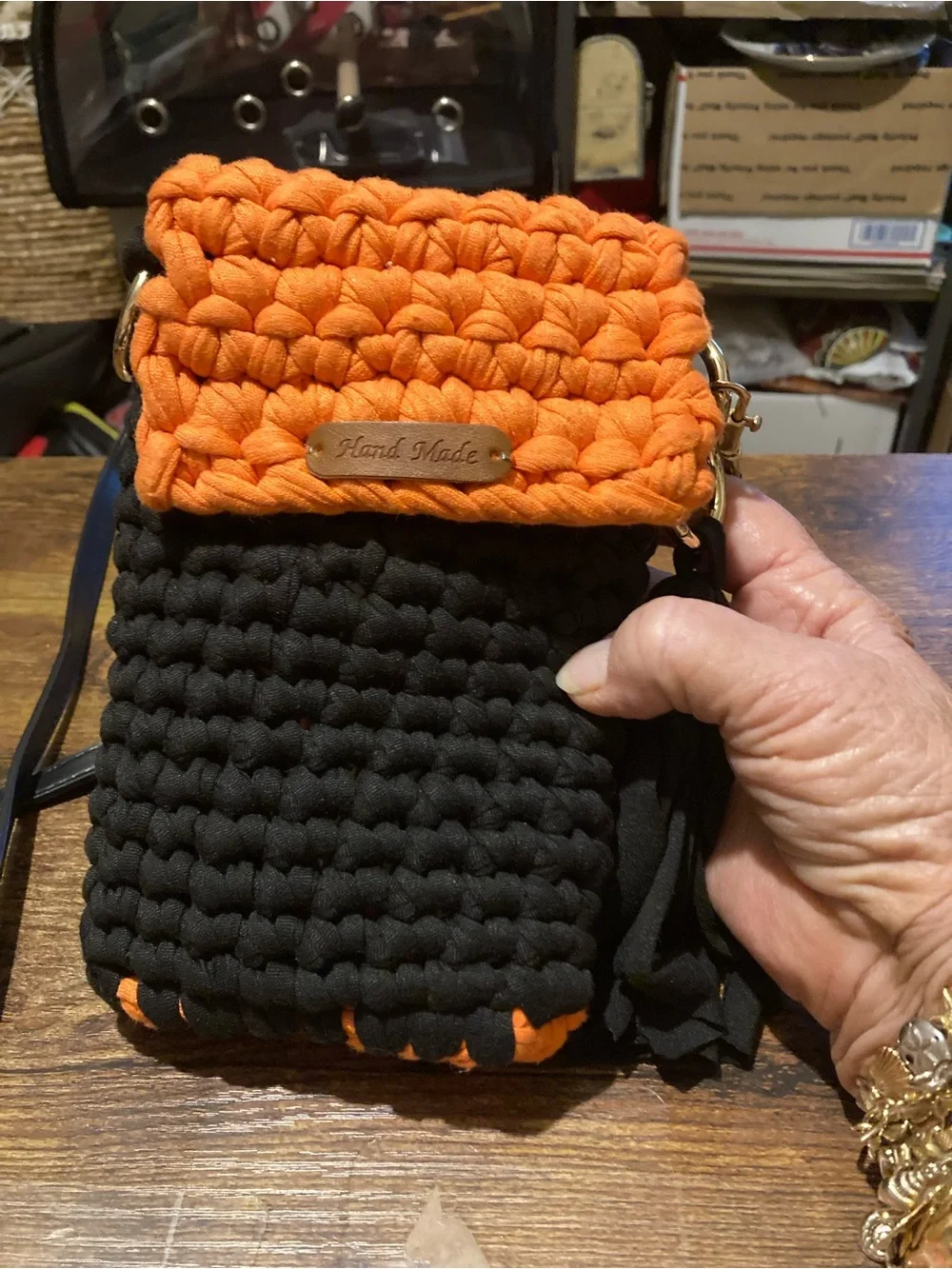 Handmade crocheted phone purse